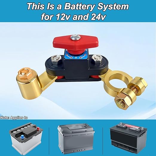 Car Battery Power Cut-Off Switch Breaker, Adjustable Pure Copper Stable Transmission High Conductivity 12v-24v Disconnect Switch Smart for Car Truck Boat Rv Supplies