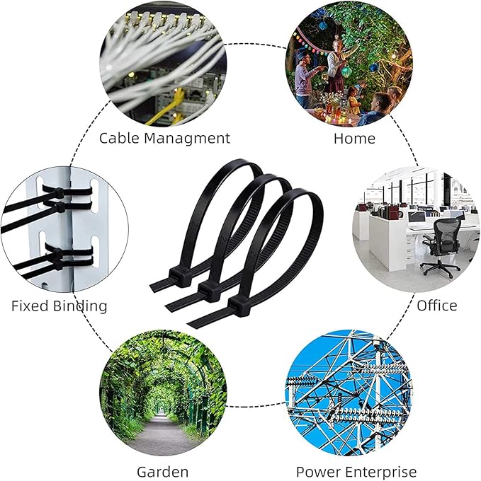 Zip Ties 22 inch Black 70lb Tensile Strength UV Resistant Large cable Ties for indoor and outdoor use Awnings Tying Branches Bundling of Crops Fixed Water Pipes 80 Pack
