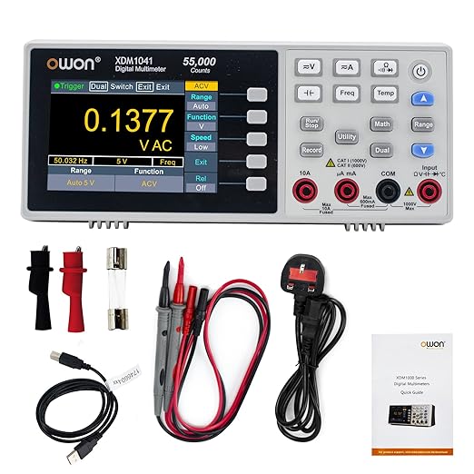 OWON XDM1041 Portable Digital Multimeter,3.5in Desktop Digital Multimeters, 55000 Counts LCD True RMS Temperature Tester Meter for Instruments and Laboratories, Factories