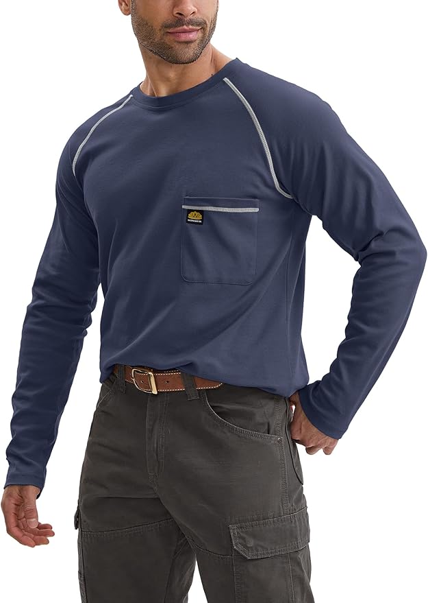 WORKWEYA FR Shirts Flame Resistant Shirt 6.5oz Men's NFPA 2112/CAT2 Long Sleeve Shirt
