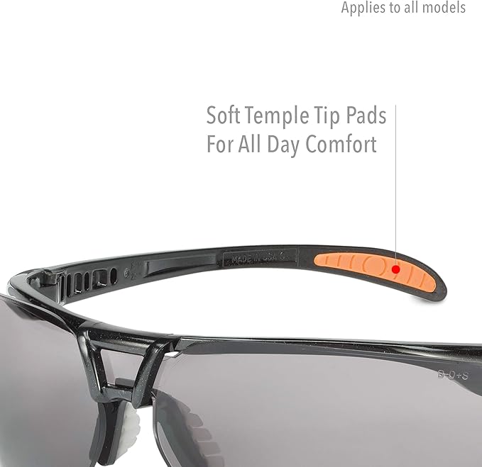 Honeywell Uvex by Protégé Safety Glasses, Metallic Black Frame with Clear Lens & Ultra-Dura Anti-Scratch Hardcoat (S4200-H5)