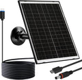 FUTUREZEN 10W Solar Panel for Security Camera, Trail Camera, Type-C Device, Solar Charger with USB-C, Micro USB & DC 5.5x2.1mm Port, IP66 Waterproof, Adjustable Mount, 7.2FT Cable