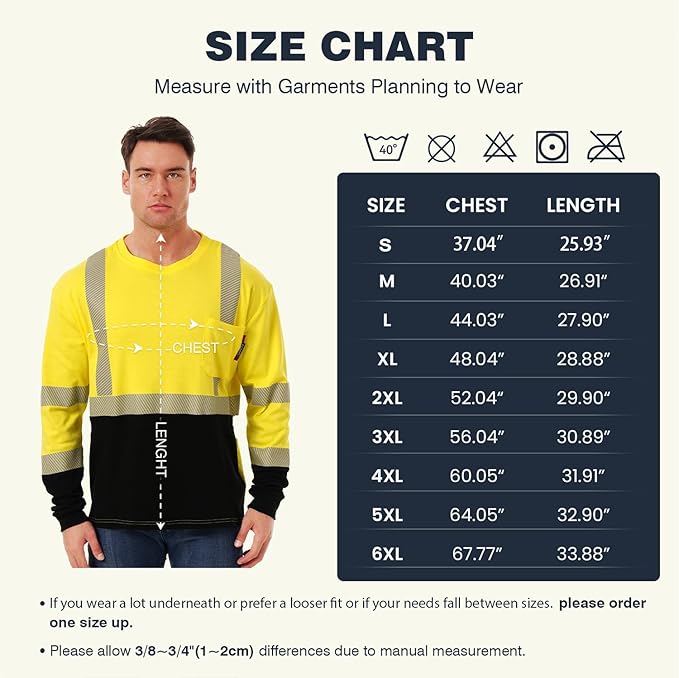 SKSAFETY FR Shirts for Men Long Sleeve, Welding Shirt 6oz Lightweight High Vis Fire Resistant Flame Retardant Shirt CAT2