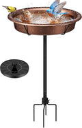 VIVOHOME Oval Bird Bath with Solar Fountain for Outside, Weather-Resistant ABS Birdbath Bowl with Solar Powered Pump, Metal Ground Stake for Outdoor, Garden, 1.3 Gallons, Bronze