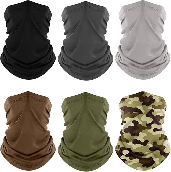 Fuinloth Neck Gaiter, 6 Pack Cooling UV Protection Bandana Face Mask Gator Scarf for Men Women