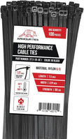 7.5-inch Black Zip Ties Heavy Duty UV Resistant Nylon Cable Ties, 50lb Tensile Strength, 100-Pack - Durable Wire Ties, Heavy Duty Tie Straps Indoor and Outdoor Cable Management Solution by ARMOUR TIES