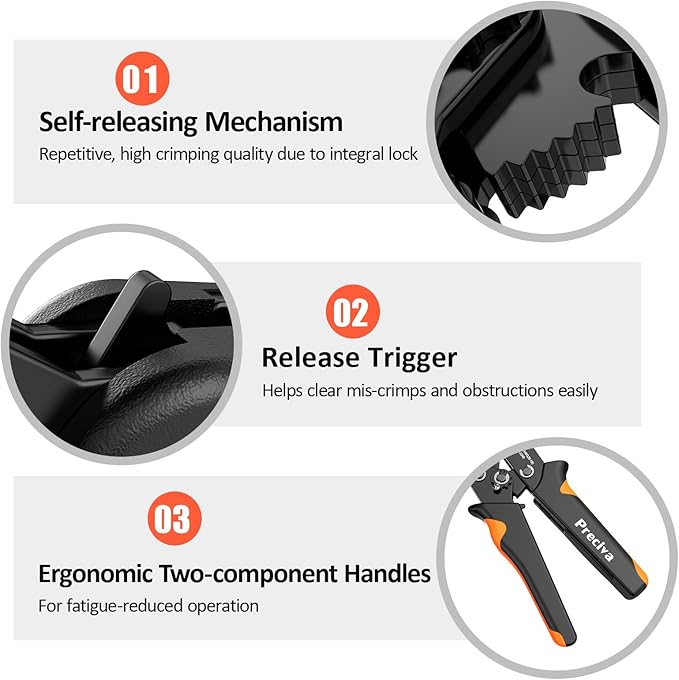 Preciva Crimping Tool Connector kit, 1050Pcs JST-SM Connectors Set, AWG28-18/0.08-1mm² Ratcheting Crimper Tool for Dupont, Molex, ATX, JST Series