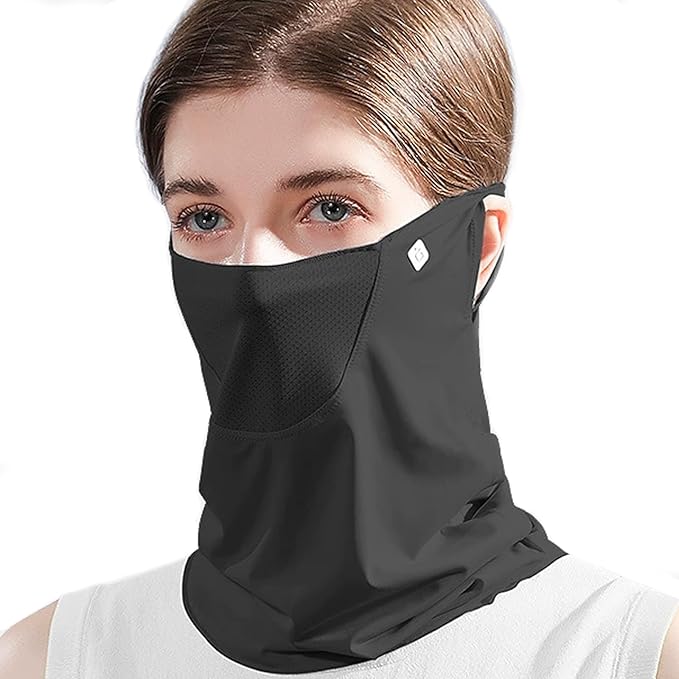 UPF 50+ Breathable Cooling Face Cover Sun UV Protection Earloop Neck Gaiter Scarf for Golf, Hiking, Fishing & Outdoors
