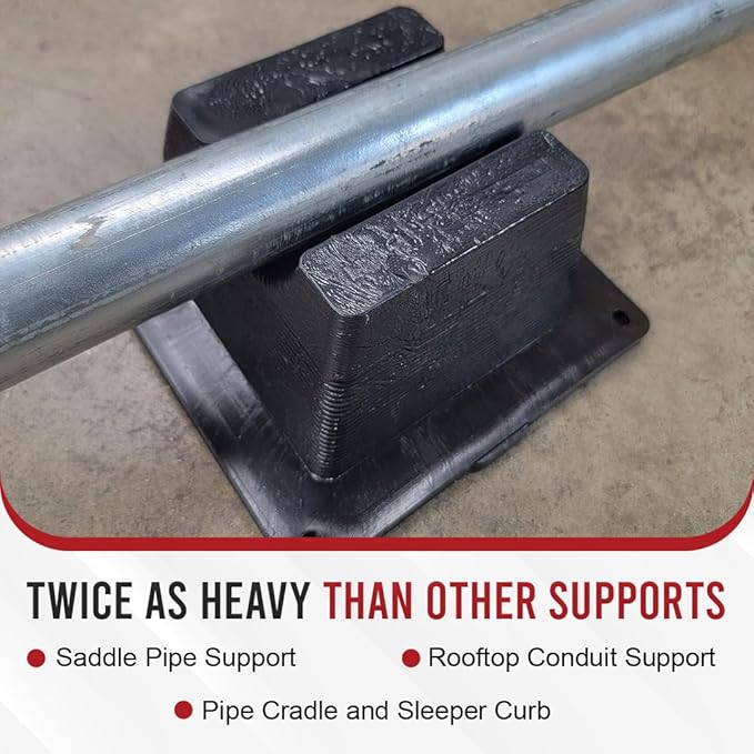 USA Made BULLKE 4 Pack Mini Rooftop Pipe Support - 6" x 6" x 3" - 300 lbs Capacity - UV Resistant - Strong, Durable Roof Pipe Supports for Conduit, Rubber, PVC, Metal Pipes - Universal Fit