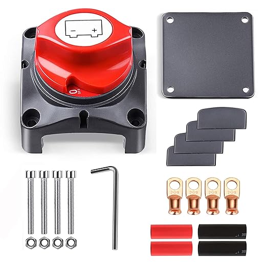 Battery Disconnect Switch 12V 24V 48V Master Isolator Cut Off Switch for Marine Boat Car Truck Camper RV Trailer Vehicles Engine Application (On/Off)