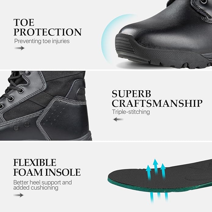 FREE SOLDIER Men's Work Tactical Boots 8 Inches Lightweight Combat Boots Durable Suede Leather Military Boot Desert Boot
