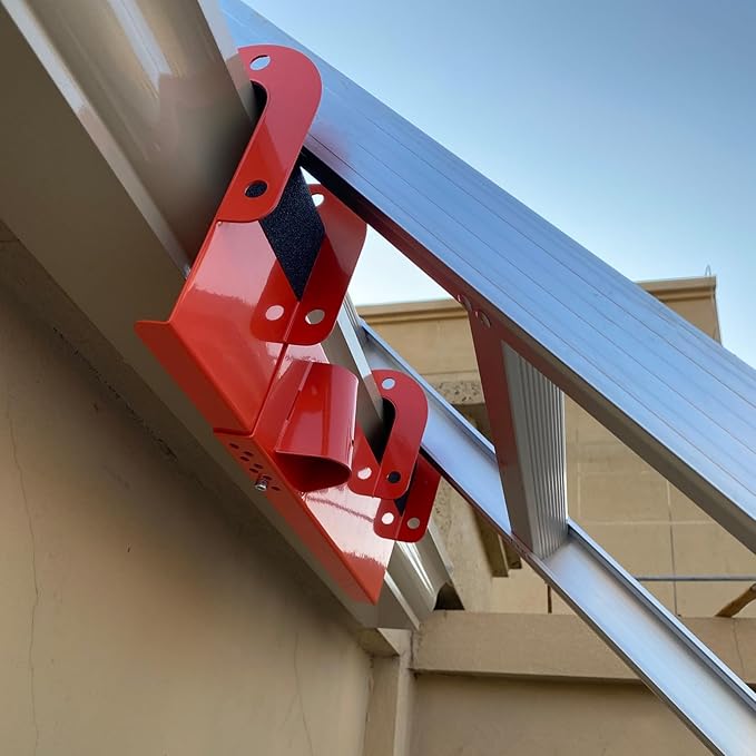 Ladder Helper, Heavy Duty Steel Gutter Guard Ladder Stabilizer, Safeguard Your Gutters During Painting and Roof Access, Adjustable Width Range, Ladder Stand Off for Gutters, 1 Pack, Orange