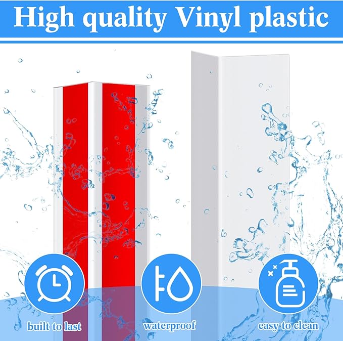 Sasylvia 10 Pcs 1-1/8 x 36 Inches Wall Corner Protector Guards with Self Adhesive,White Vinyl Corner Shield Trim Molding Plastic for Furniture Door Tables Cabinet Edge, Avoid Scratching, Easy Install