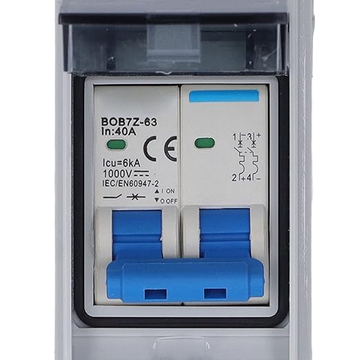 40A 1000V DC Disconnect Switch, Compact Circuit Breaker with IP65 Enclosure, Transparent Cover for Solar PV Systems in Home RV Applications