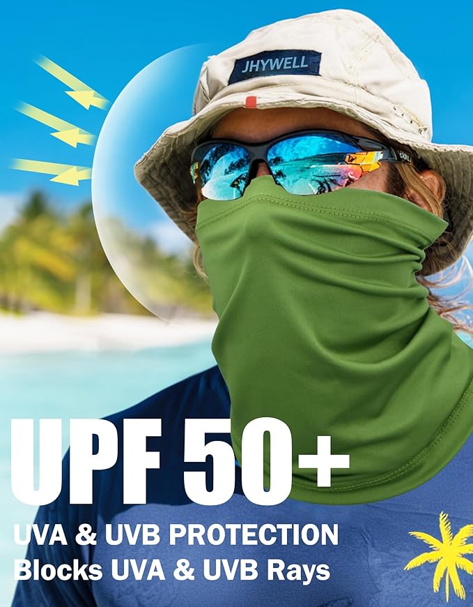JHYWELL Cooling Neck Gaiter Face Mask, UV Protection Masks Gator, Windproof Bandana for Skiing, Fishing, Hiking, Cycling