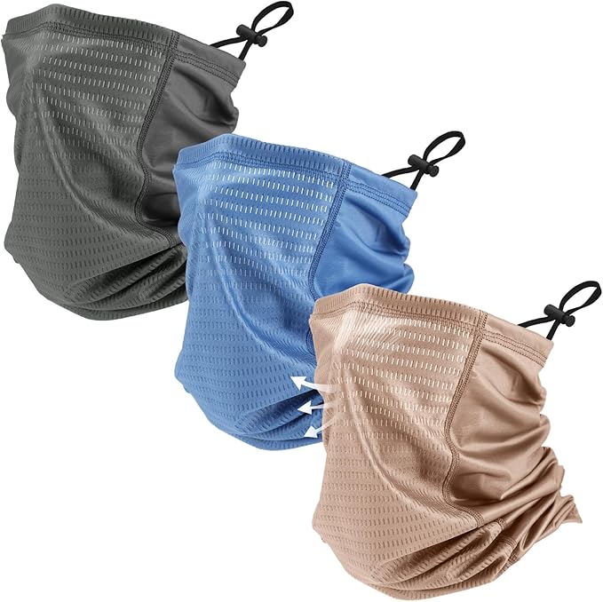 Geyoga Adjustable Cooling Neck Gaiter Breathable Summer Face Mask with Mesh Holes Strap UV Protection Neck Cover for Men