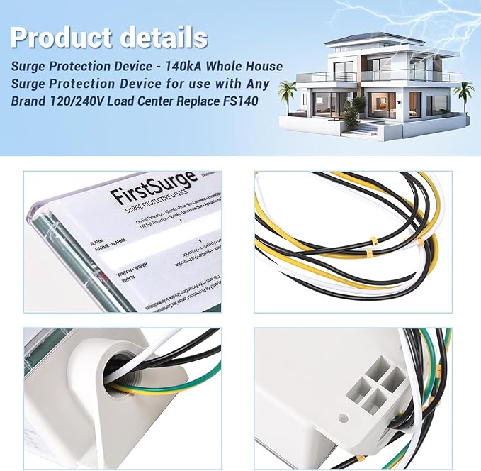 Surge Protection Device - 140kA Whole House Surge Protection Device for use with Any Brand 120/240V Load Center Replace FS140