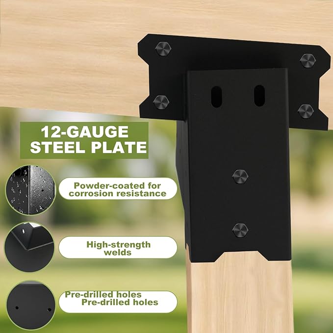 Deer Stand Brackets 4x4 Deer Blind Bracket - 4Pcs Heavy Duty Elevator Brackets Beam Support Platform Bracket for Hunting Blinds, Tree Houses, Shooting Shack, Observation Decks, Tower Stands