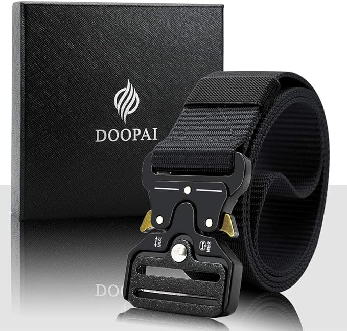 DOOPAI Tactical Belt for Men, 3Pack Military Nylon Web with Heavy Duty Quick Release Metal Buckle