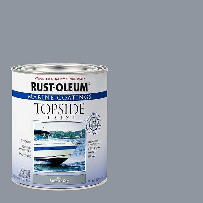Rust-Oleum 207005 Marine Coatings Topside Paint, Quart, Battleship Gray