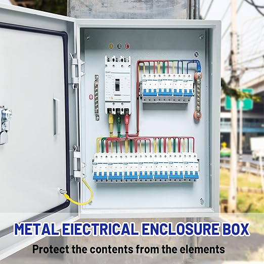 Outdoor Electrical Box 10 x 8 x 6''D NEMA 4X Enclosure Steel Box, Waterproof & Dustproof Outdoor/Indoor Lockable Electrical Junction Box, with Mounting Plate