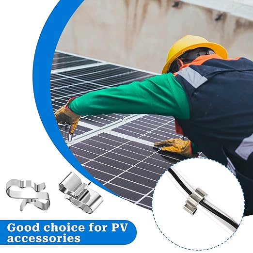 50 Pcs Trailer Wire Clips,Metal Cable Clips Stainless Steel Clips Solar Panel Wire Clip Double Wire Clips Trailer Wire Clamps for PV Wiring Boat Cable, Boat Trailer 22.5 mm/ 0.89 Inch