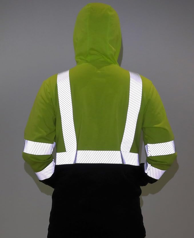 TICOMELA FR Shirts Pullover High Visibility 6oz Lightweight Hi vis Flame Resistant Reflective Hooded Work Shirt