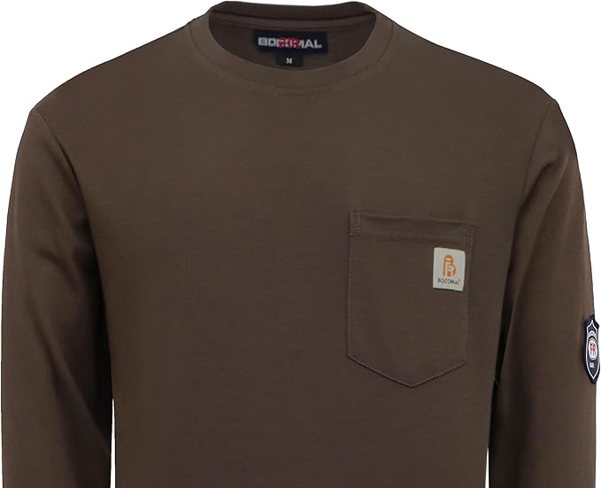 BOCOMAL FR Shirts Lightweight Classic Crew Long Sleeve Fire Resistant Shirt CAT2