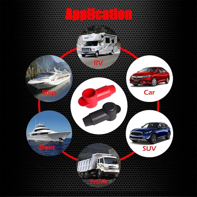 Ampper 12 Pcs Silicone 3/8" Stud Terminal Covers, Flexible Post Terminal Cover Protector Boot for Battery Power & Ground Junction Block Post, Fits 6-2 Gauge Wire (Red & Black)