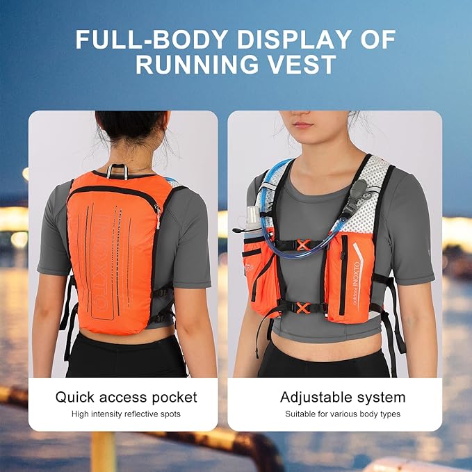 INOXTO Running Hydration Vest Backpack,Lightweight Insulated Pack with 1.5L Water Bladder Bag Daypack for Hiking Trail Running Cycling Race Marathon for Women Men