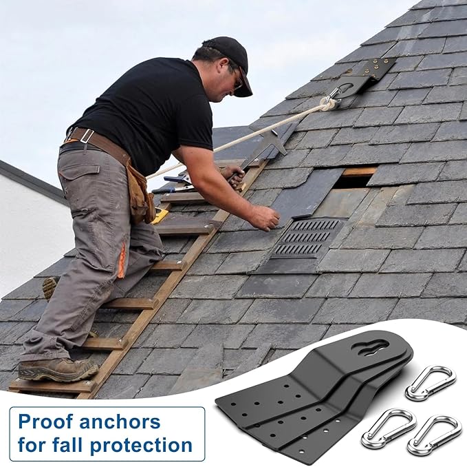 3-Pack Roof Safety Anchor,Ybenlld Permanent Roof Anchor For Fall Protection Connects To Wood Surfaces,Safety Harness,Safety Ropes for Fall Protection,and Other Roof Safety Kit