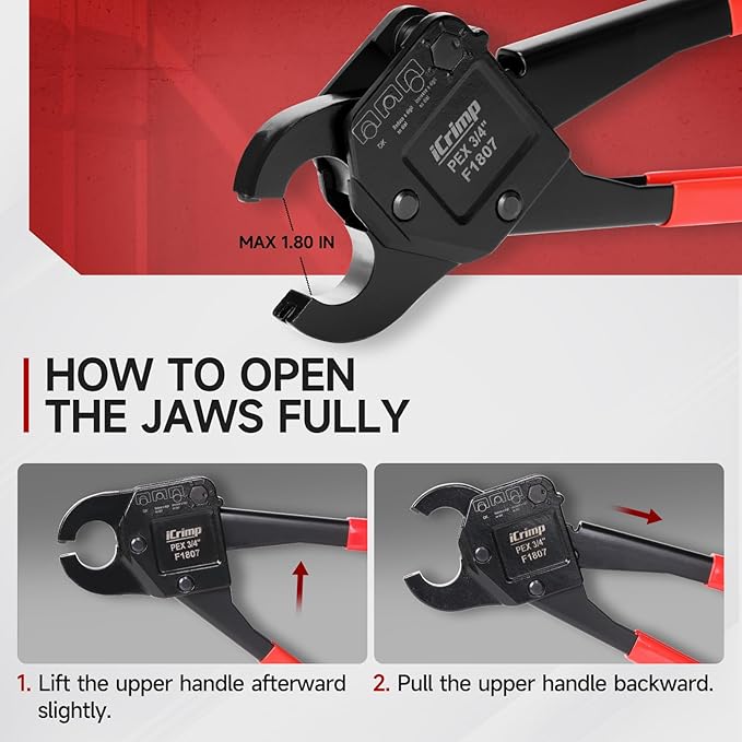iCrimp Angle Head F1807 PEX Pipe Crimping Tool for Copper Rings - 3/4-inch Angle Single Crimper, Suitable for Tight Spaces