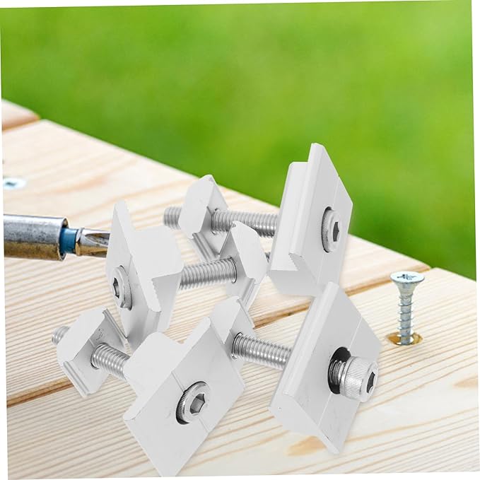 ibasenice 4pcs Solar Clamp Aluminum Profile Solar Panel Mid Clips Easy Installation and Versatile Compatibility