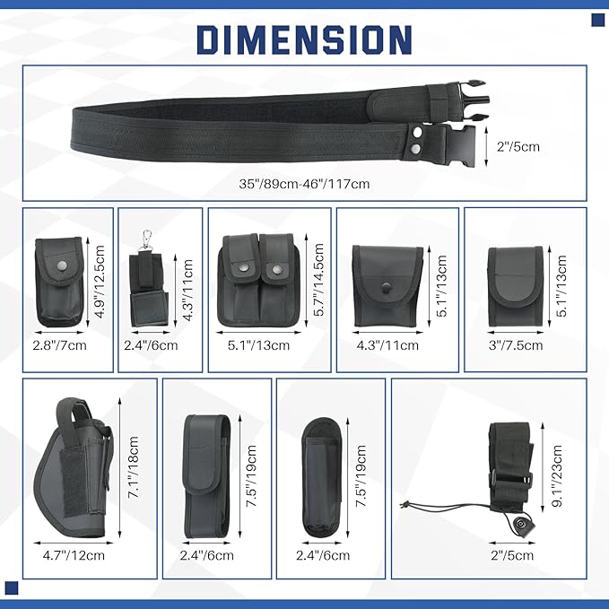 DASBET 10 in 1 Police Tactical Belt Security Guard Belt Multifunctional Tactical Duty Belt Black Tactical Versatile Military Modular Equipment System Molded Duty Belt Set for Law Enforcement