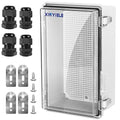 Waterproof Outdoor Project ABS Plastic Junction Box IP67 Weatherproof Dustproof Enclosure with Hinged Cover, Mounting Plate,Wall Brackets for Power Project (Clear,10.2"X6.3"X3.9")