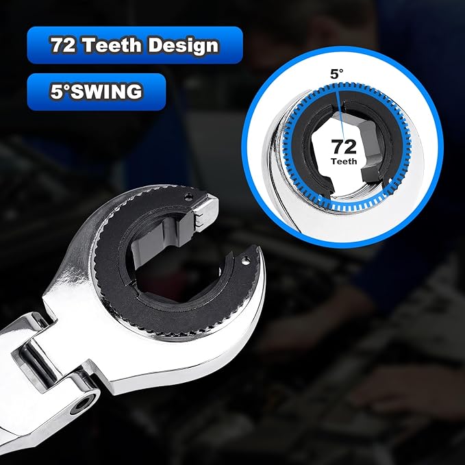 8-19mm Metric Open Flex-Head Ratcheting Wrench Set (12pcs/set), Quick Double Ended Open 72 Teeth Tubing Ratchet Kits With Box Packing