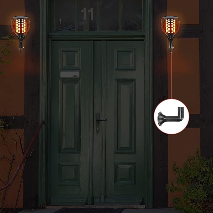 20Pcs Plastic Solar Torch Lights Outdoor Accessories, EsLuker.ly Replacement ABS Plastic Wall Bracket& Wall Mounting Base for Solar Torch Garden Lights Christmas Pathway Markers (Wall Connector+Base)