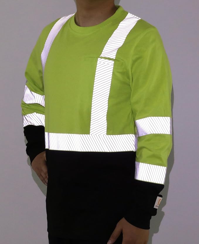 BOCOMAL FR Hi-Vis Shirts 6oz Lightweight High Visibility Reflective Flame Resistant/Fire Retardant Shirt Men's Safety Shirts