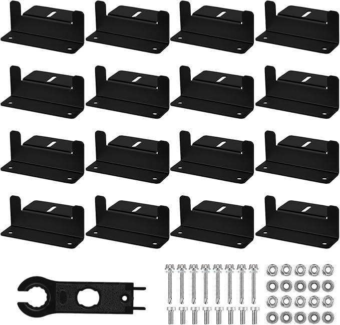 Tatuo 16 Sets Solar Panel Mounting Brackets Z Bracket Aluminum Alloy Solar Panel Mounting Brackets Kit with Nuts and Bolts for Boat, Wall and Other Off Gird Roof Installation, Black