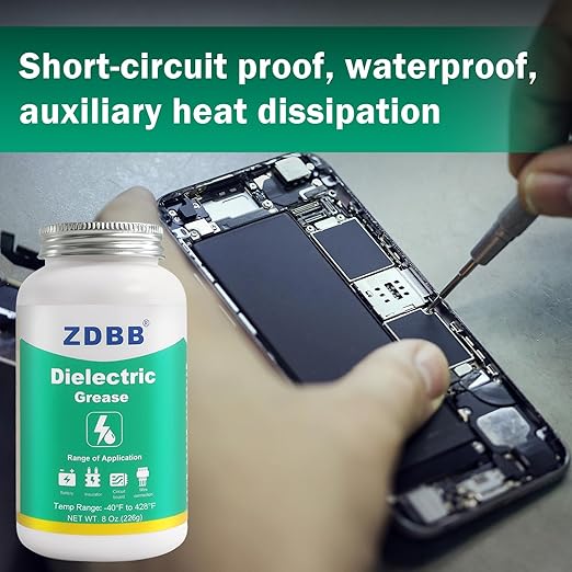 Dielectric Grease for Automotive Electrical Connectors, Electric Silicone Paste with a Brush, Di Electric Grease Spark Plug, Battery Terminal, Wiring, Marine Against Salt Corrosion 8 oz (1pcs)