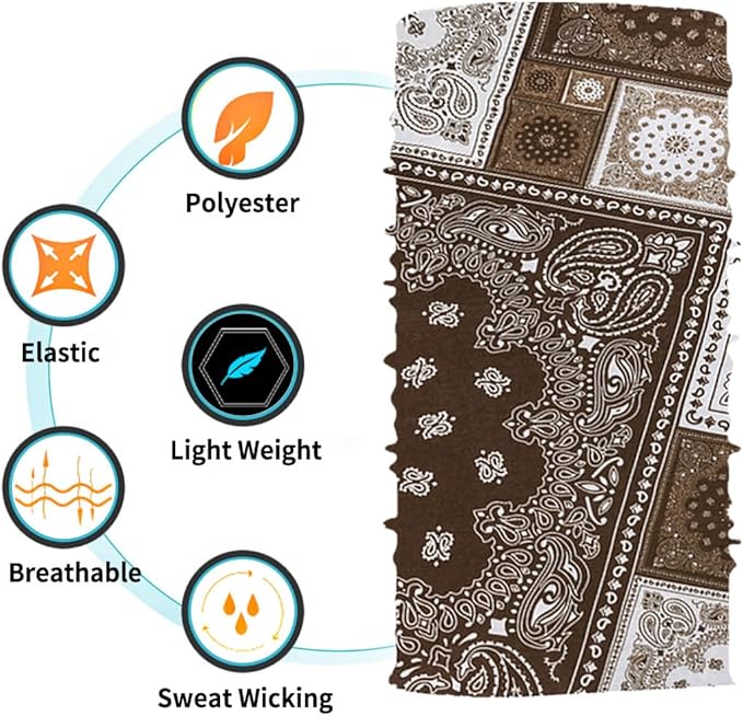 Neck Gaiter Face Cover Bandana Mask Scarf, Breathable Sun& Dust-proof for Cycling Running Fishing Hiking