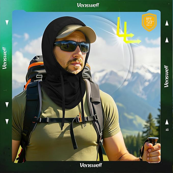 3 in 1 Summer Cooling Balaclava Hood Face Mask with Ear Loops Men Women Sun UV Protection Breathable Full Head Cover