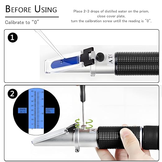 Wine Refractometer,V-Resourcing Hand Held Brix/Alcohol Refractometer with ATC for Wine Making Homebrew Kit, Dual Scale(Brix 0-40%, Alcohol 0-25%)