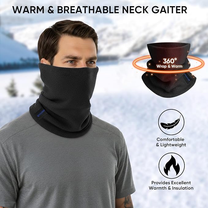 TICONN Neck Gaiter Face Cover Scarf, Neck Warmer Breathable Sun & Wind-proof for Skiing Fishing Hiking Cycling
