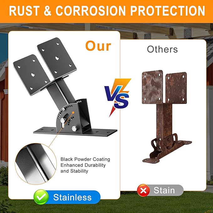 Pergola Roof Rise Bracket-Kit - Upgrade Adjustable Angle Mount Pergola Beam Brackets Support for 4x4/4x6 Lumber 1Pcs