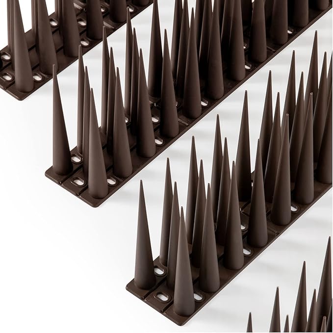 OFFO Bird Spikes Pigeon Outdoor Spikes for Cat Keep Birds Raccoon Woodpecker Away Covers 40 Feet(12.2m), Brown