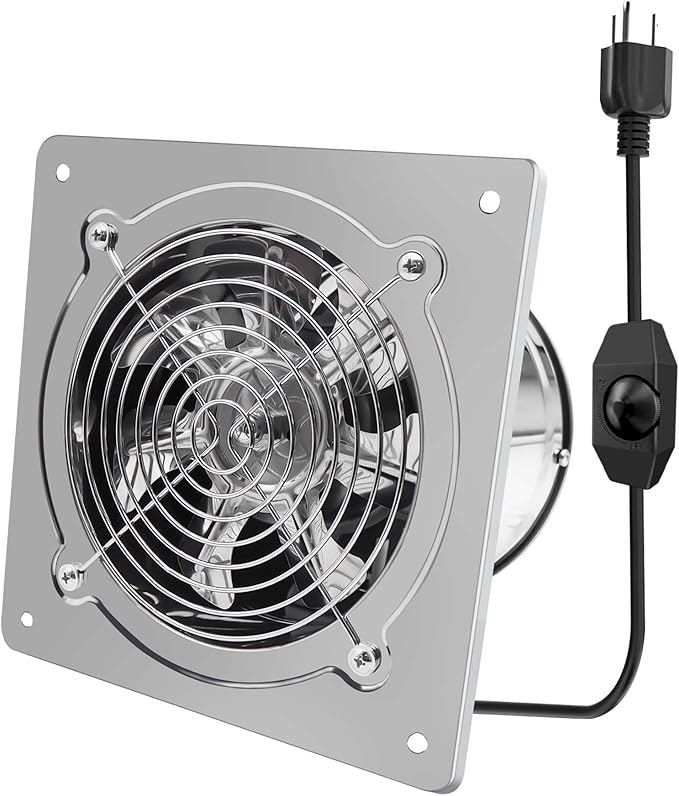 6 Inch Exhaust Fan with Speed Controller,235CFM Kitchen Exhaust Fan with Damper, 110V 40W Wall Ventilation Fan, Stainless Steel Extractor Fan for Window, Basement, Bathroom(6-inch Silver)