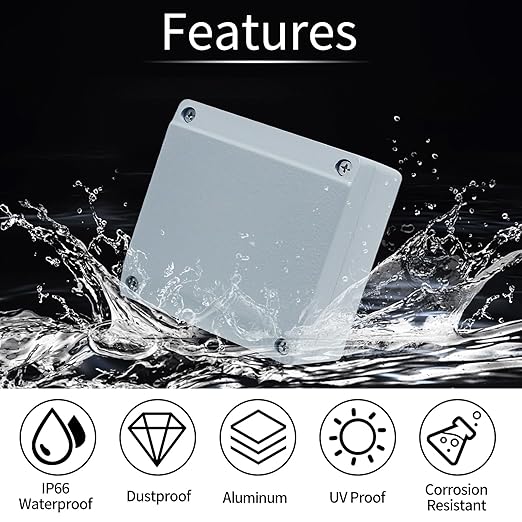 Aluminum Project Box Outdoor Waterproof Junction Box Outdoor Electrical Junction Box Small Electrical Box Outdoor Universal Enclosure Gray 3.9"x3.9"x2.3"