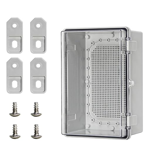Waterproof Electrical Junction Box Waterproof Box ABS Plastic Enclosure Switch Router Project Box Electronics Enclosure with Mounting Plate Wall Bracket Clear (11.4"x7.4"x5.5")