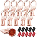 XHF 10PCS 4 AWG-1/2 Heavy Duty Battery Lugs with 3:1 Heat Shrink Tubing, Ring Terminals Battery Cable Ends Copper Eyelets Electrical Battery Connectors
